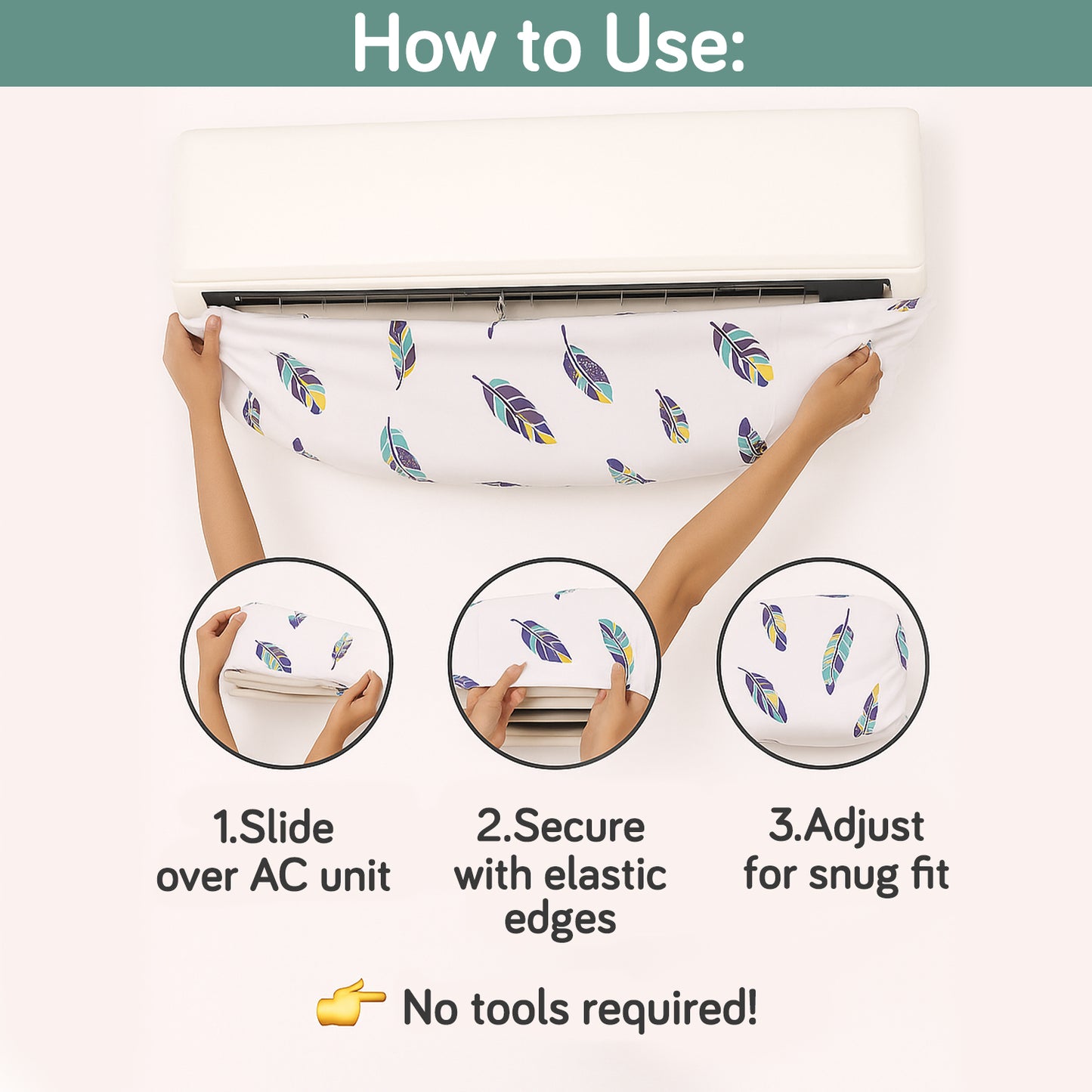 Dustproof, Waterproof & Washable Indoor AC Cover - Boho Feathers