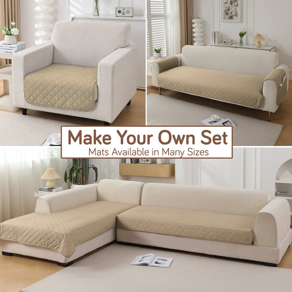 Drylin Quilted Sofa Cover Mat, Beige