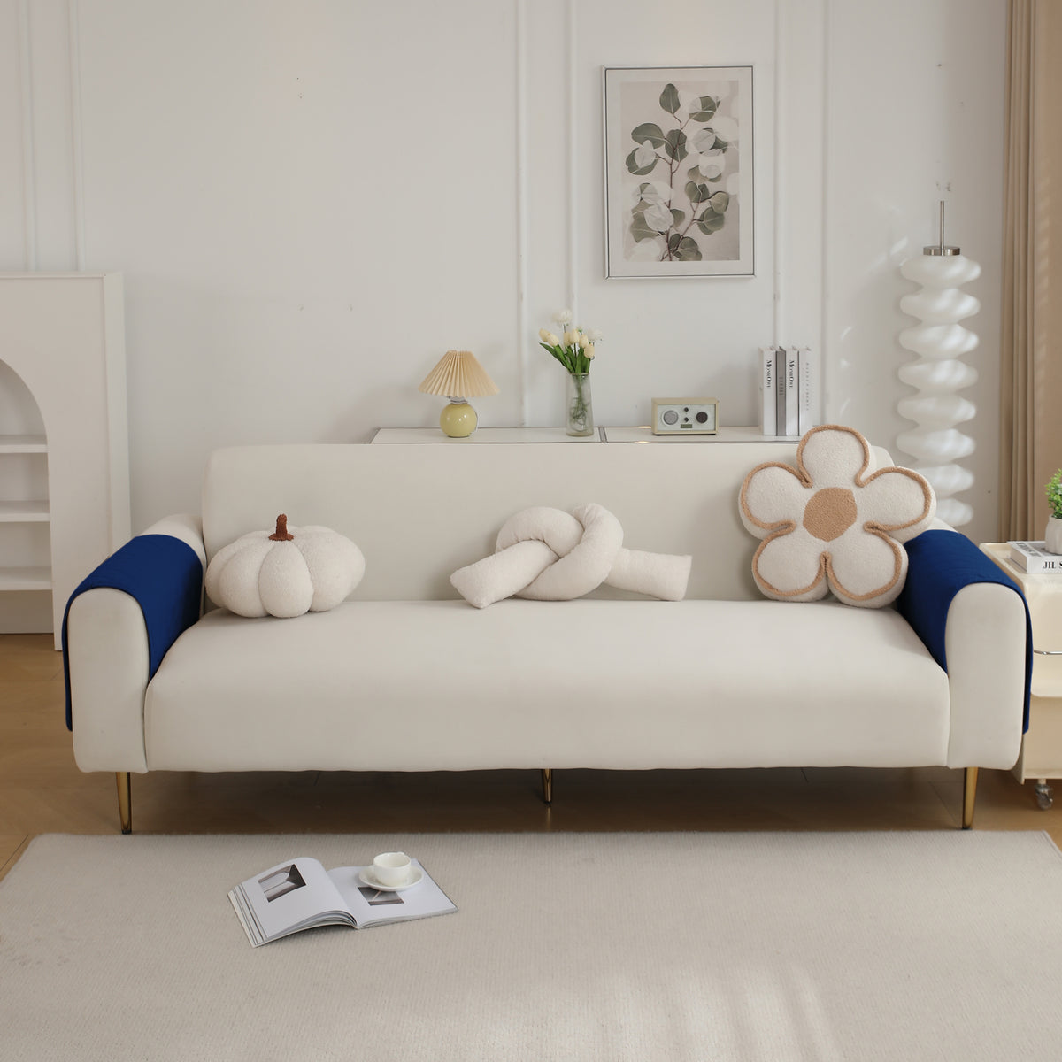 Drylin Quilted Sofa Cover Mat, Navy Blue