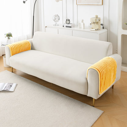 Faux Rabbit Fur Plush Anti-Slip Sofa Mat |Snuggle Fur Mustard Yellow