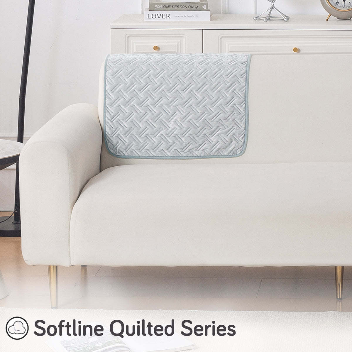 Softline Quilted Sofa Cover Mat, Ice Grey