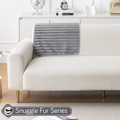 Faux Rabbit Fur Plush Anti-Slip Sofa Mat |Snuggle Fur Grey