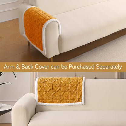 'Italian Caelora' Luxury Jacquard Plush Anti-Slip Sofa Cover Mat - Honey Yellow