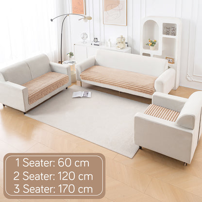 Faux Rabbit Fur Sofa Cover Combination Set, 'Snuggle Fur Series' Sand Brown