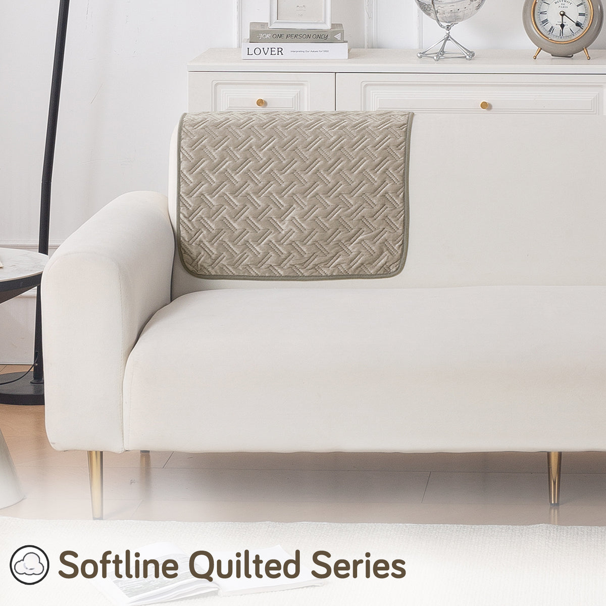 Softline Quilted Sofa Cover Mat, Latte Brown