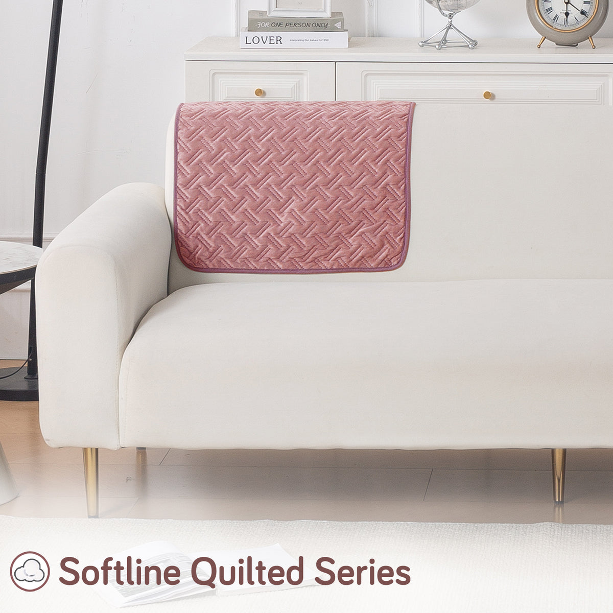 Softline Quilted Sofa Cover Mat, Dusty Rose Pink