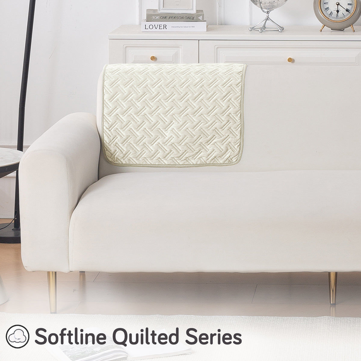 Softline Quilted Sofa Cover Mat, Butter Cream