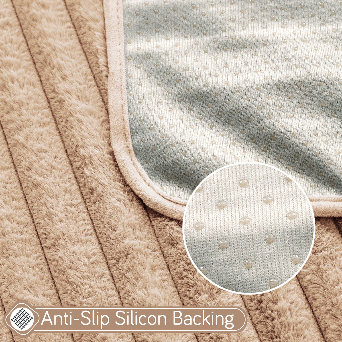 Faux Rabbit Fur Plush Anti-Slip Sofa Mat |Snuggle Fur Sand Brown
