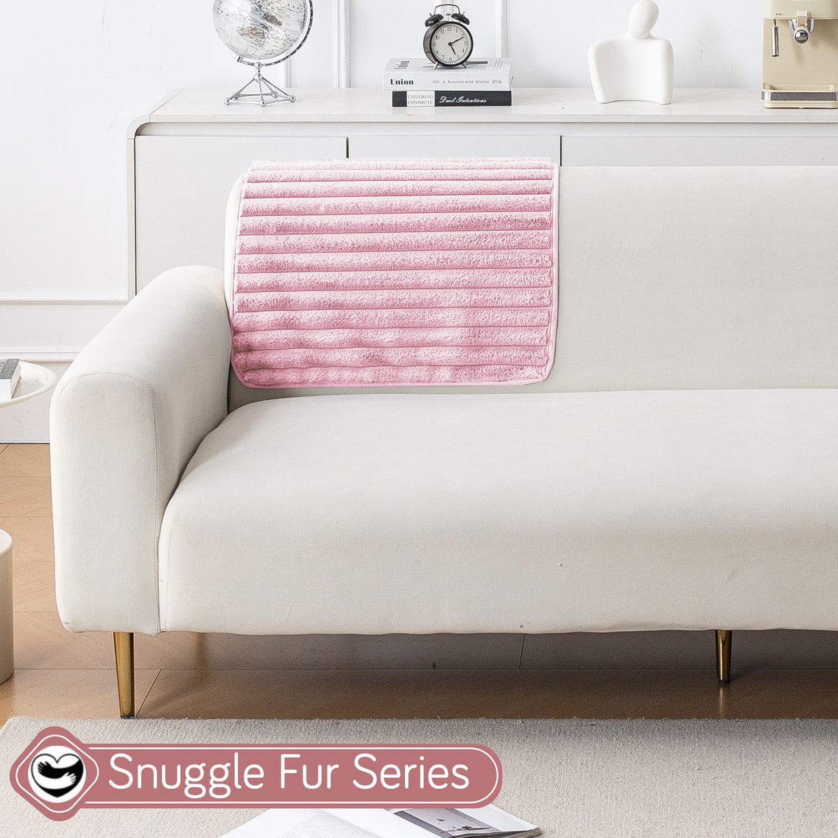 Faux Rabbit Fur Plush Anti-Slip Sofa Mat |Snuggle Fur Soft Pink