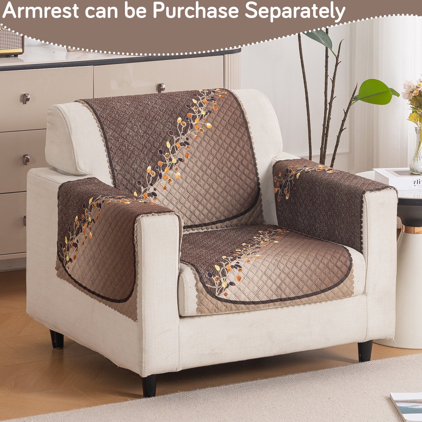 LoomVerse Quilted Sofa Cover Set Washable Sofa Panel for Seat & Back - Autumn Drape