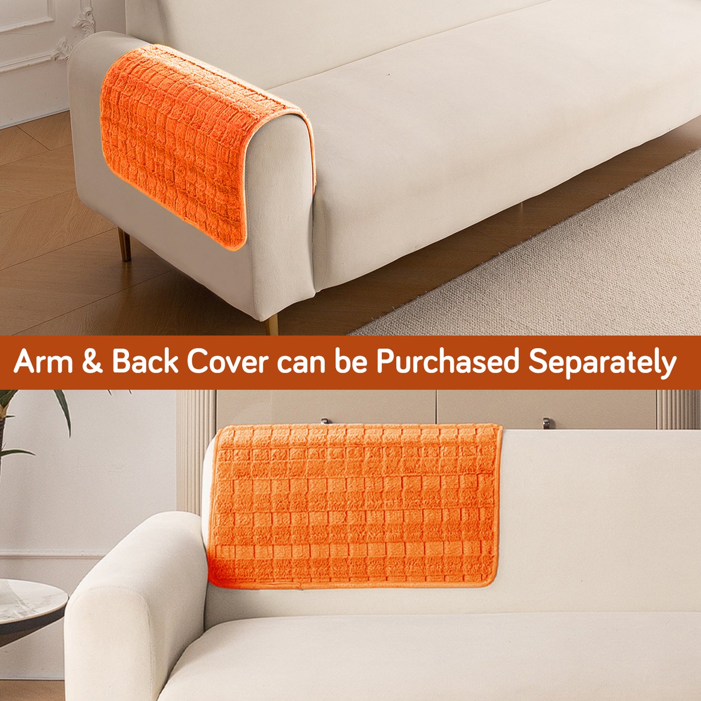 'Plush Haven' Premium Anti Slip Sofa Cover Mat, Orange
