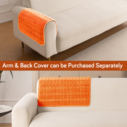 'Plush Haven' Premium Anti Slip Sofa Cover Mat, Orange