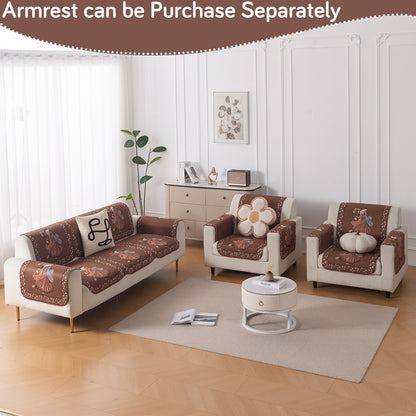 HeavenHue Fleece Soft Touch Quilted Sofa Cover Set Washable Sofa Panel for Seat & Back - Nritya Echo