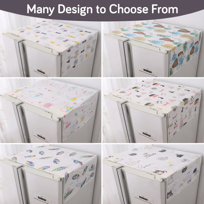 Small / Large Fridge Cover Top | For Smaller Single Door, Double Door and Bigger Double Door Refrigerator - Waterproof, Printed with 6 Side Pockets, Geometric Abstract