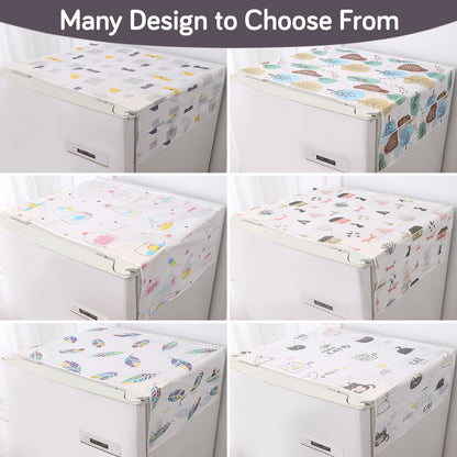 Small / Large Fridge Cover Top | For Smaller Single Door, Double Door and Bigger Double Door Refrigerator - Waterproof, Printed with 6 Side Pockets, Geometric Abstract
