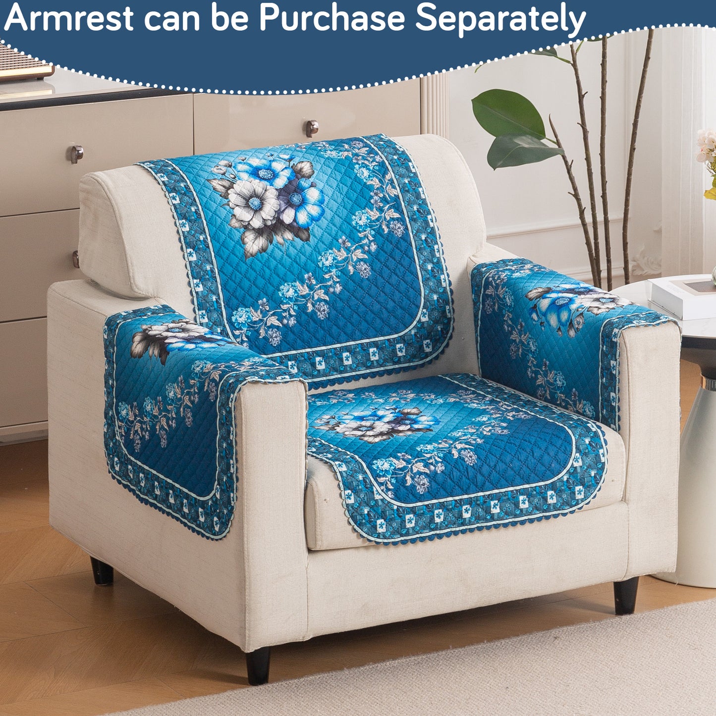 LoomVerse Quilted Sofa Cover Set Washable Sofa Panel for Seat & Back - Royal Meadow