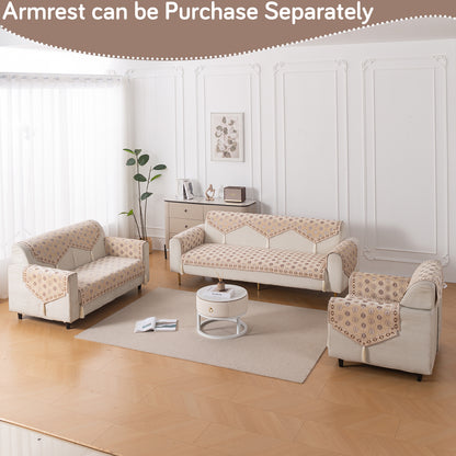 Heritage Weave Premium Jacquard Sofa Cover Set with Tassels - Sandy Beige