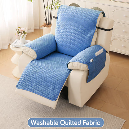 Quilted Recliner Mats for 1 Seater Recliner Sofa, Blue