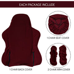 Stretchable Jacquard Elastic Gaming Chair Cover, Burgundy