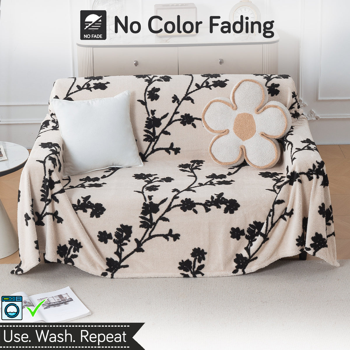Buy Botanical Vine Noirea Series Luxury Plush Sofa Throw Cover – 2 Seater Sofas | HOKIPO