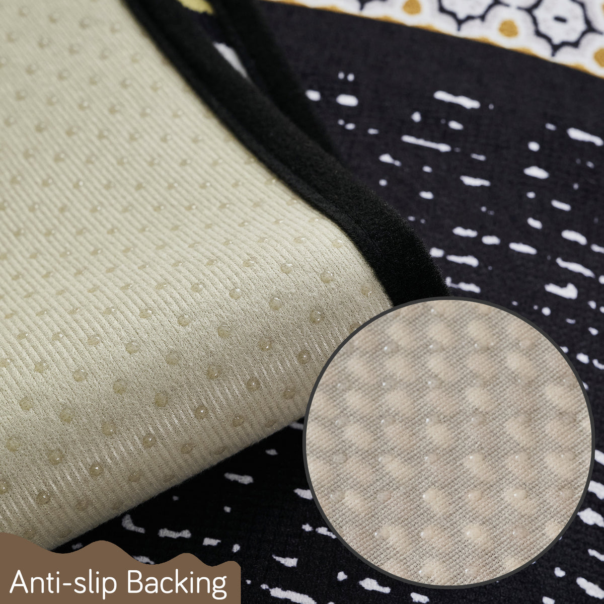 Arcea Chenille With Curved Edges Sofa Cover Mat, Mustard Gold Tribal
