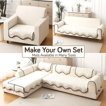 Premium Supple Soft Wavy Sofa Cover Mat, Cream Brown