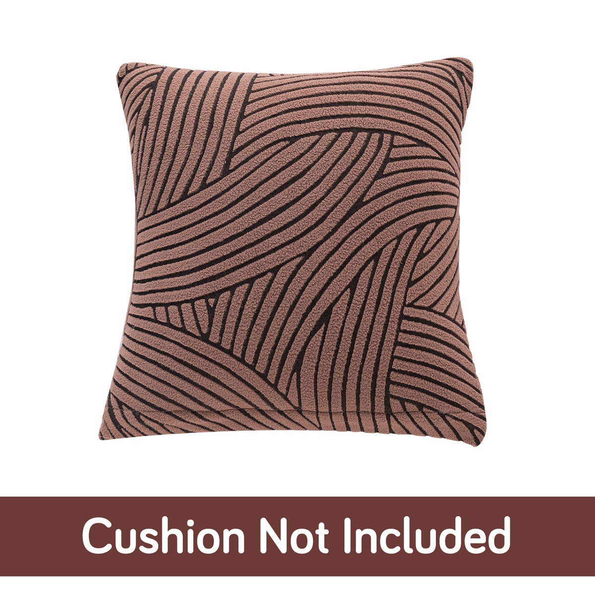 'WaveLine Series' Jacquard Cushion Cover Set of 2, Rust Brown
