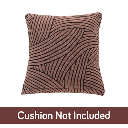 'WaveLine Series' Jacquard Cushion Cover Set of 2, Rust Brown