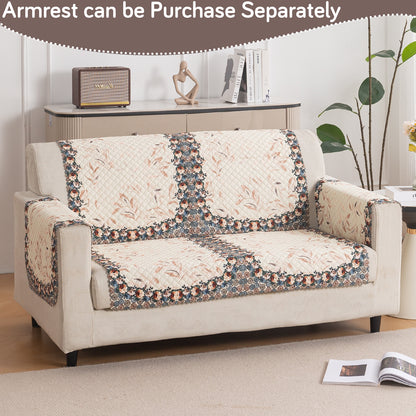 LoomVerse Quilted Sofa Cover Set Washable Sofa Panel for Seat & Back - Petal Harmony