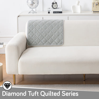 Diamond Tuft Plush Sofa Cover Mat, Mist Grey