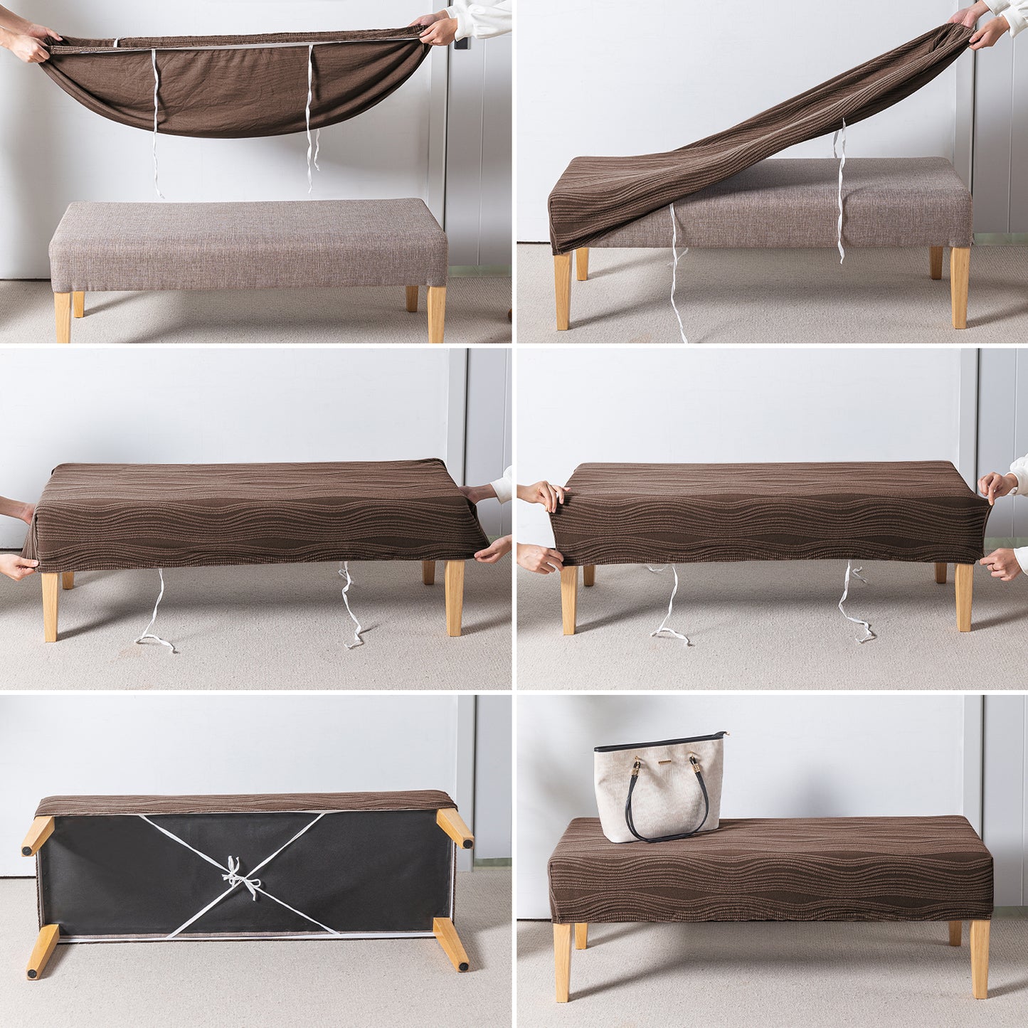Nestiva Series 200gsm Knitting Jacquard Bench Cover - Chocolate Brown