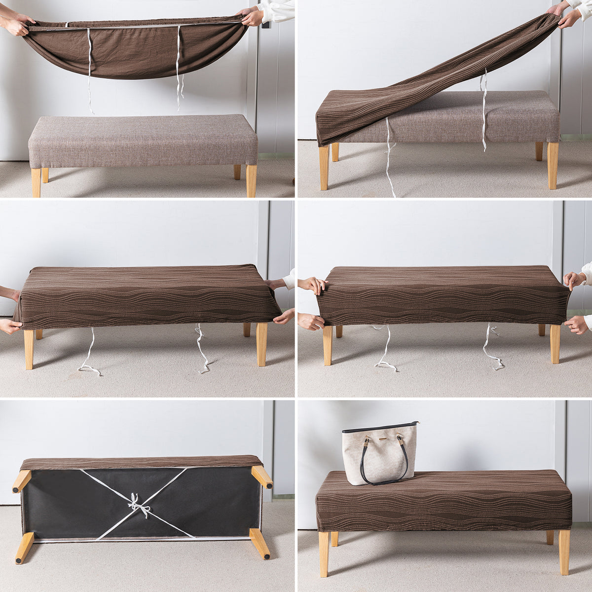 Nestiva Series 200gsm Knitting Jacquard Bench Cover - Chocolate Brown