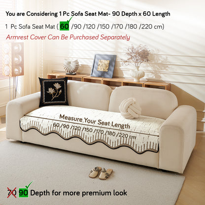 Premium Supple Soft Wavy Sofa Cover Mat, Cream Brown