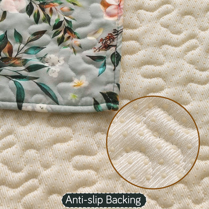 Florentina Series Printed Holland Velvet Sofa Mat - Magnolia Green