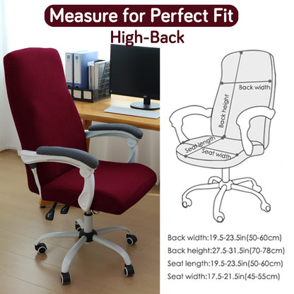 Water Repellent Office Chair Cover for Executive Chair (High-Back) – 210 GSM Stretchable Jacquard – Washable & Anti-Slip – Fits Big & Tall Office Chairs, Burgundy