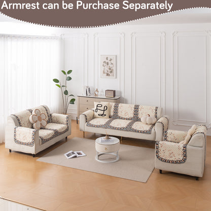 LoomVerse Quilted Sofa Cover Set Washable Sofa Panel for Seat & Back - Petal Harmony