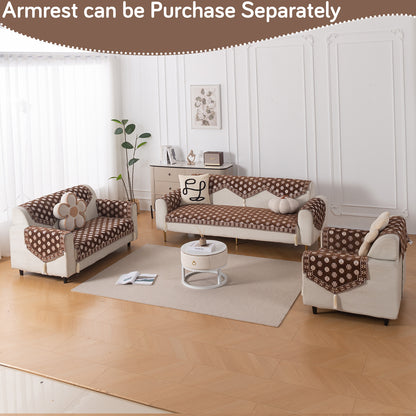 Heritage Weave Premium Jacquard Sofa Cover Set with Tassels - Russet Brown