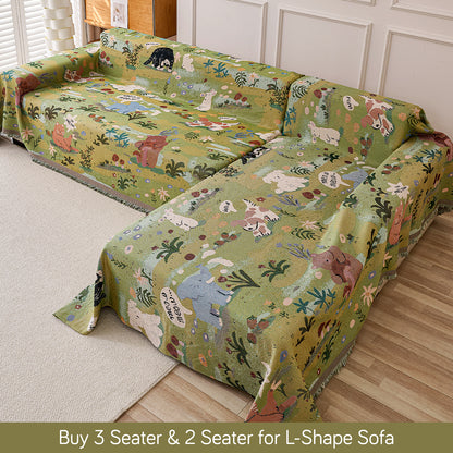 All-Season Chenille Sofa Throw, Forest Story Series