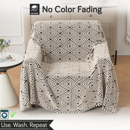 Buy Geometric Diamond Noirea Series Luxury Plush Sofa Throw Cover – Single Seater Sofas | HOKIPO