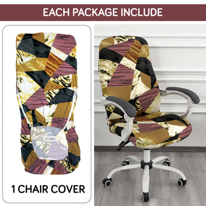 HOKIPO 140gsm Stretchable Office Chair Cover, Wine Abstract Geometry - Medium / Large