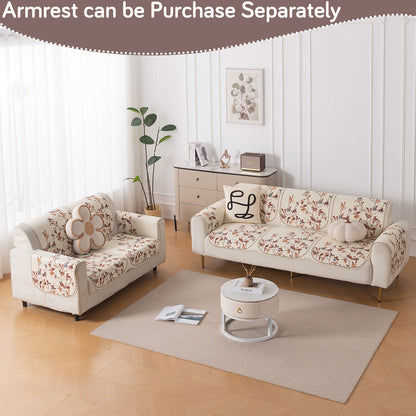 HeavenHue Fleece Soft Touch Quilted Sofa Cover Set – Washable Sofa Panel for Seat & Back - Autumn Whisper