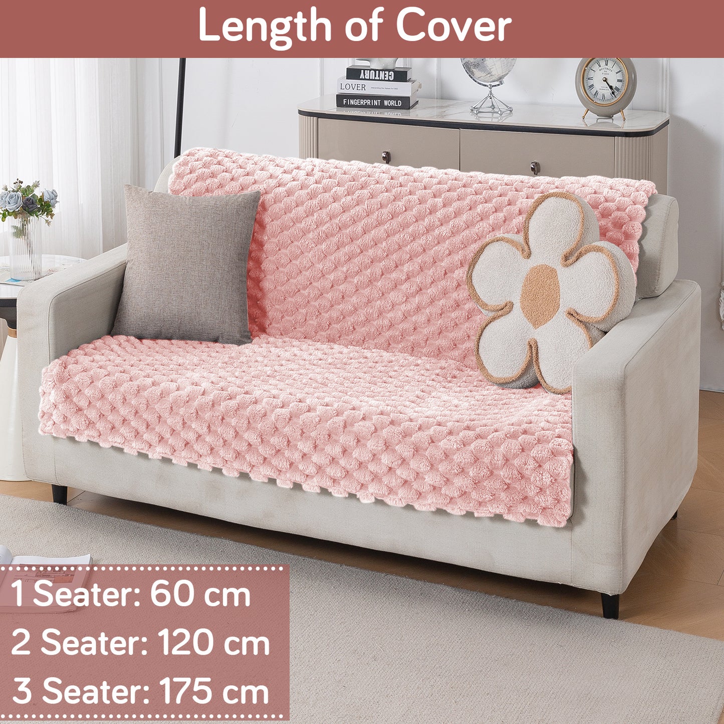 'BunnySoft Series' Plush Sofa Cover Throw for Sofa Seat & Back, Flamingo Pink