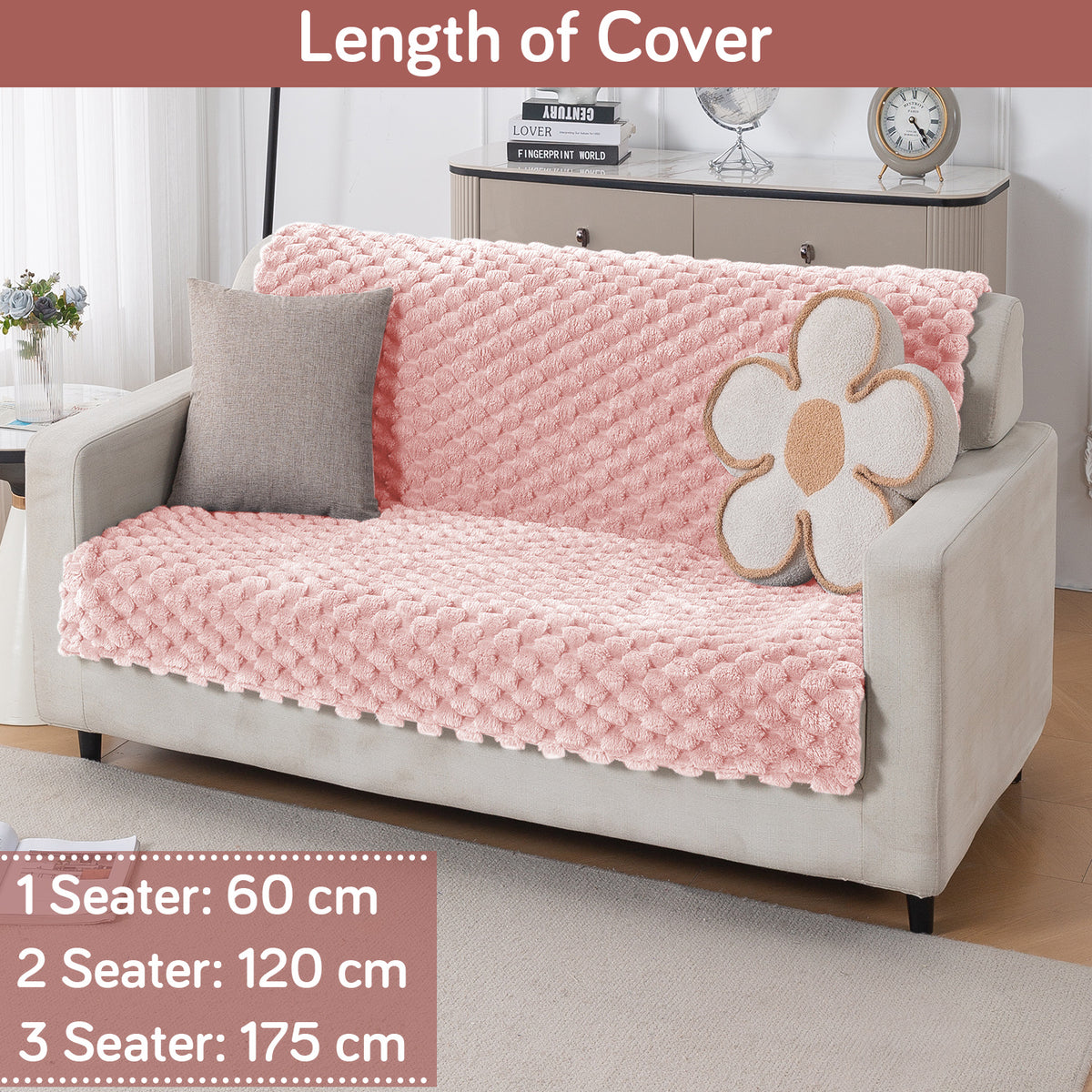 'BunnySoft Series' Plush Sofa Cover Throw for Sofa Seat & Back, Flamingo Pink