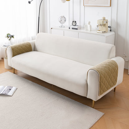 Diamond Tuft Plush Sofa Cover Mat, Sand Beige