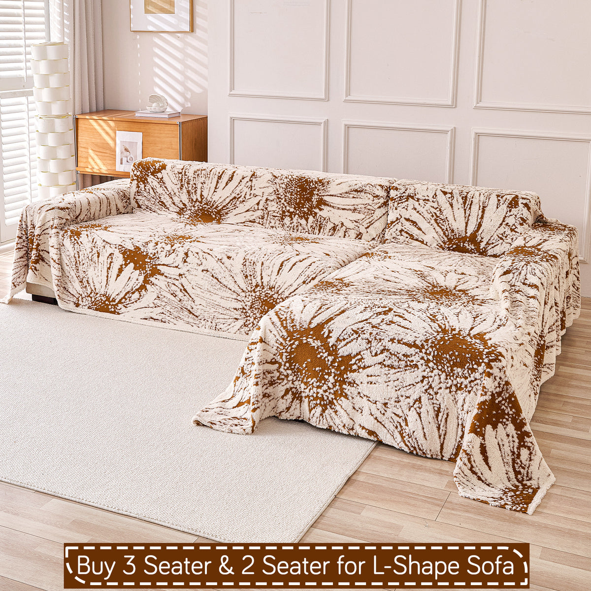 Buy Geometric Diamond Noirea Series Luxury Plush Sofa Throw for L-shape Sofas - 3 & 2 Seater Sofa Sets | HOKIPO