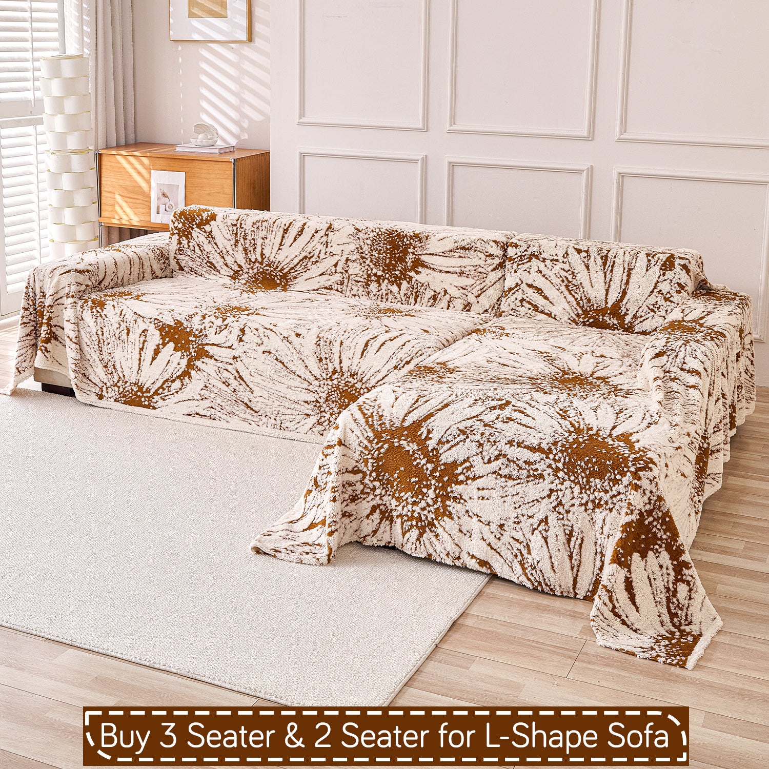 Buy Geometric Diamond Noirea Series Luxury Plush Sofa Throw for L-shape Sofas - 3 & 2 Seater Sofa Sets | HOKIPO