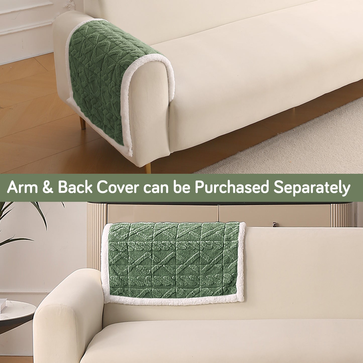 'Italian Caelora' Luxury Jacquard Plush Anti-Slip Sofa Cover Mat - Sage Green