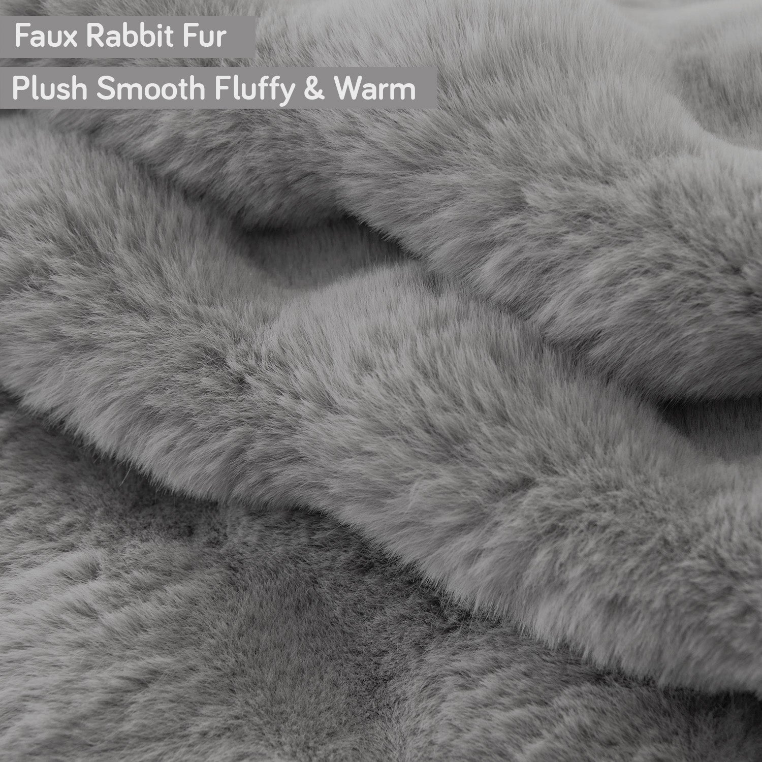 Premium Faux Rabbit Fur Sofa Mat for L Shape Sofa (3+2 Seater), Cool Grey