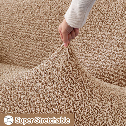 Italian Belissia Luxe Series' Super Stretchable Microfiber 1/2/3 Seater Sofa Cover, Latte Beige