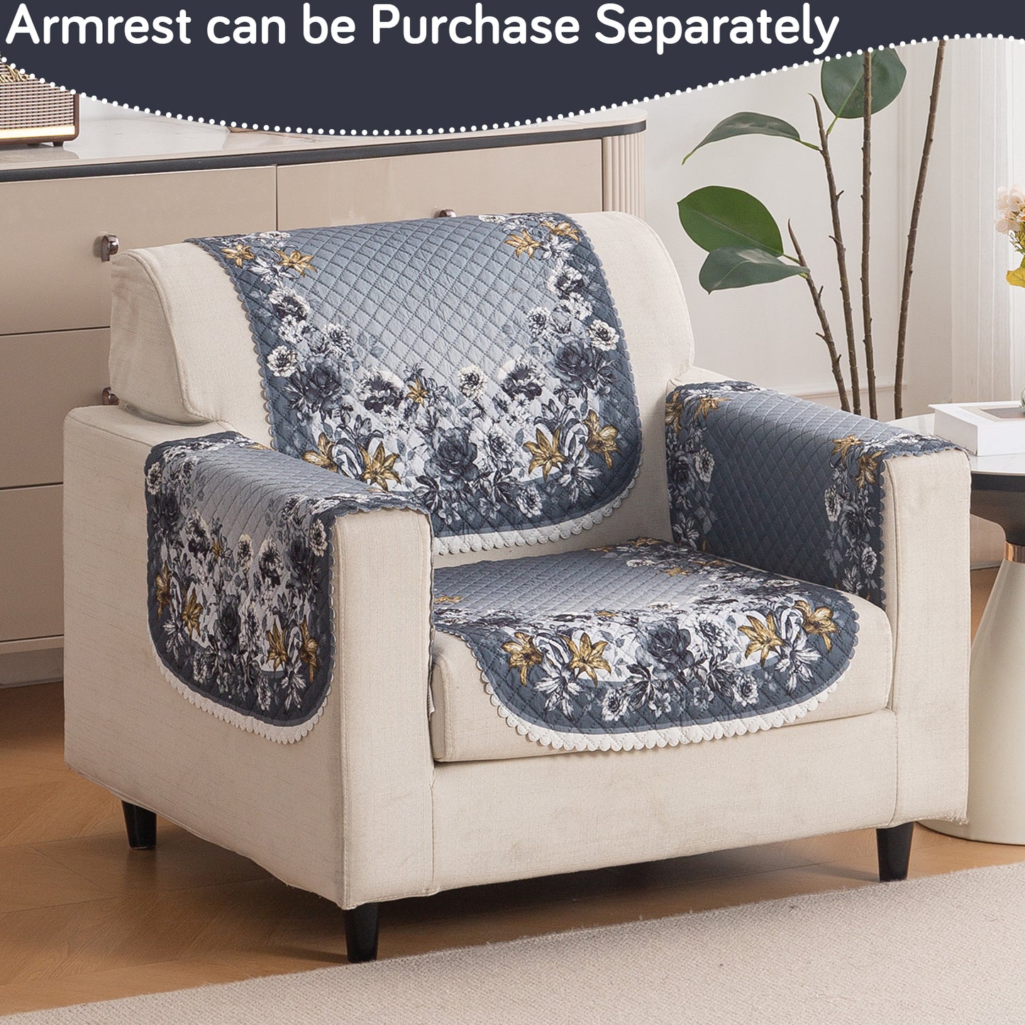 LoomVerse Quilted Sofa Cover Set Washable Sofa Panel for Seat & Back - Blue Belle